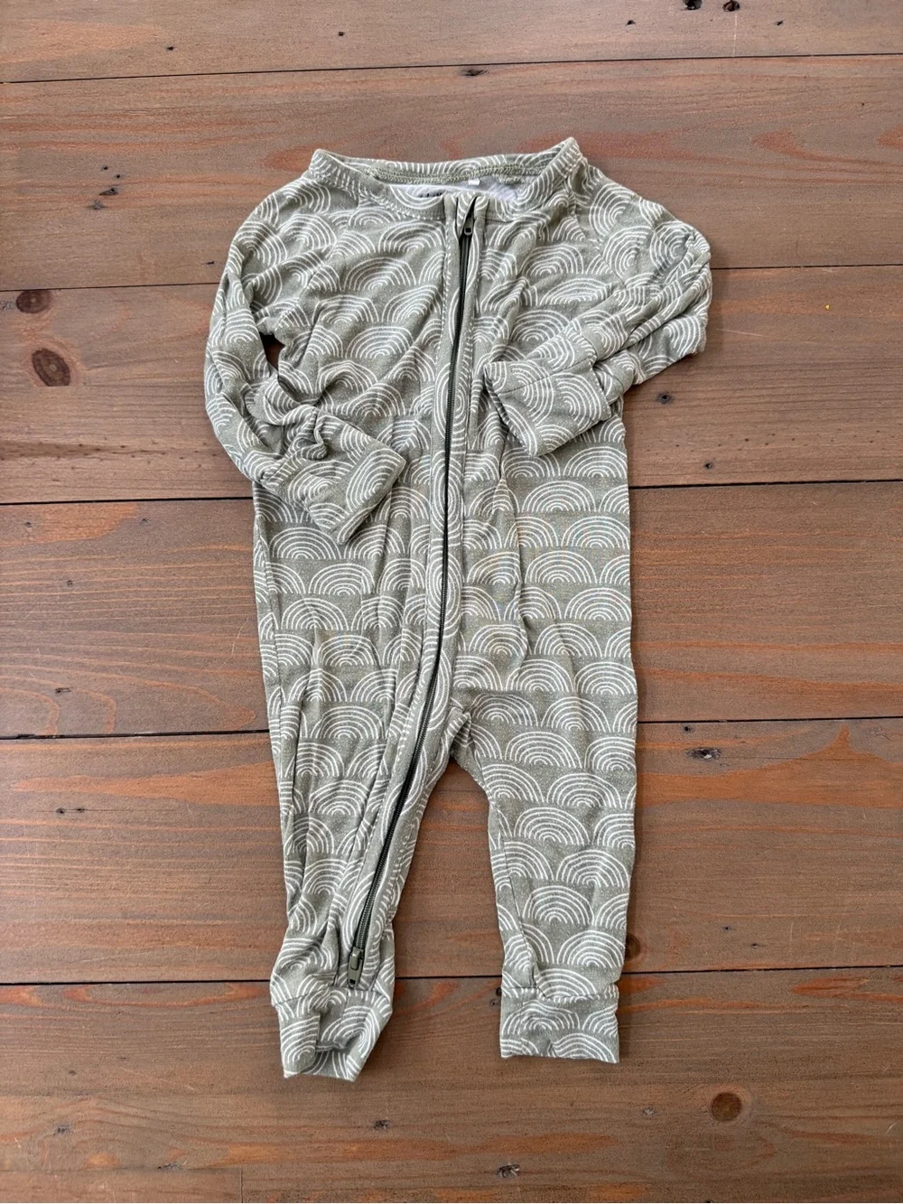 Brave Little Ones Zip Bamboo Romper in Sage Rainbow - 0-3 Months